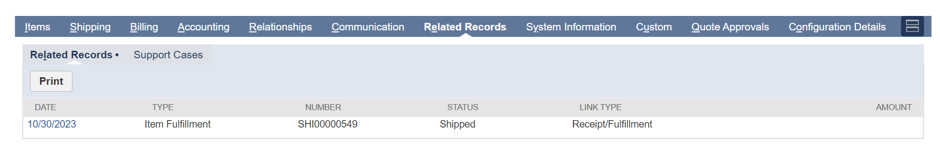 Item fulfillment in NetSuite 