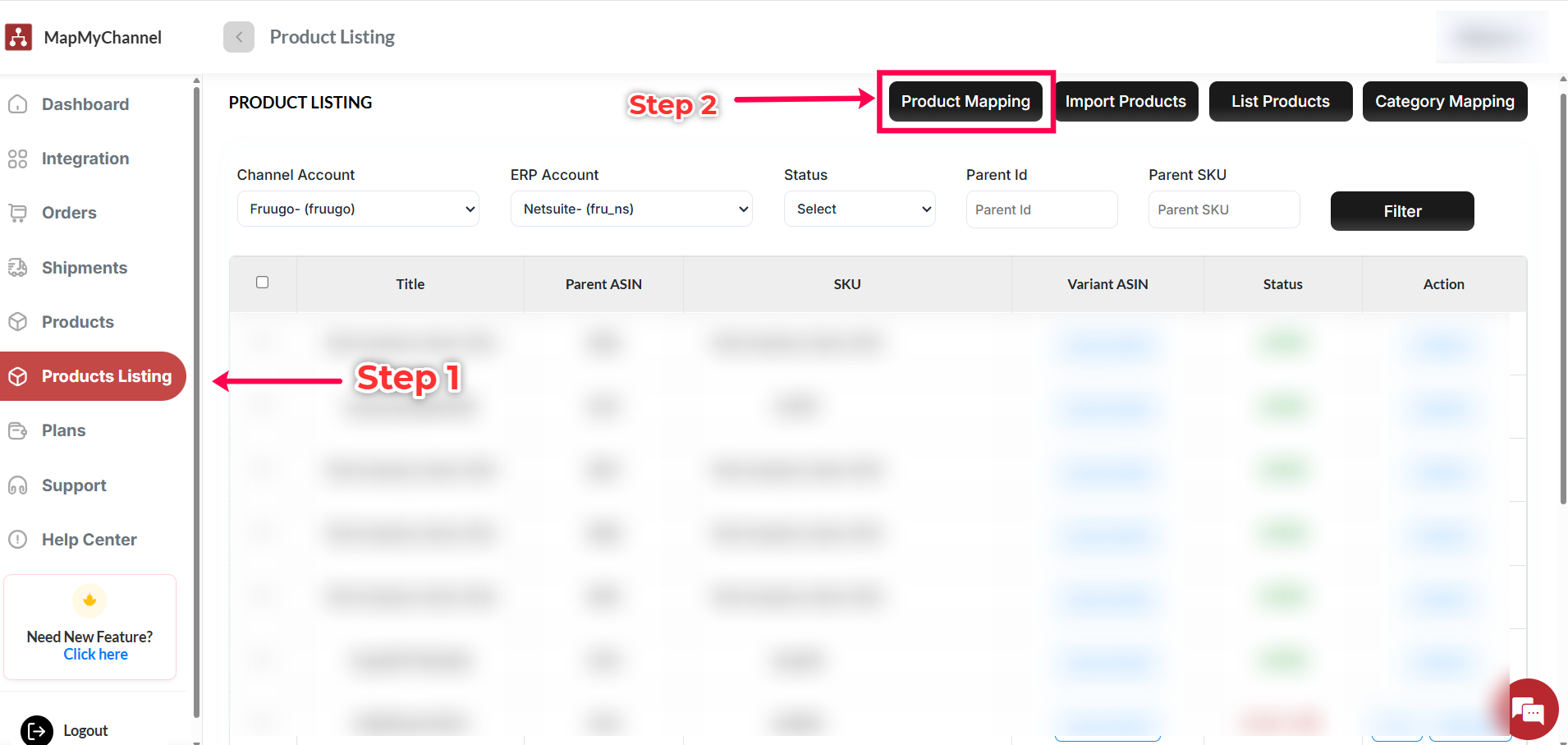 MapMyChannel Products Listing