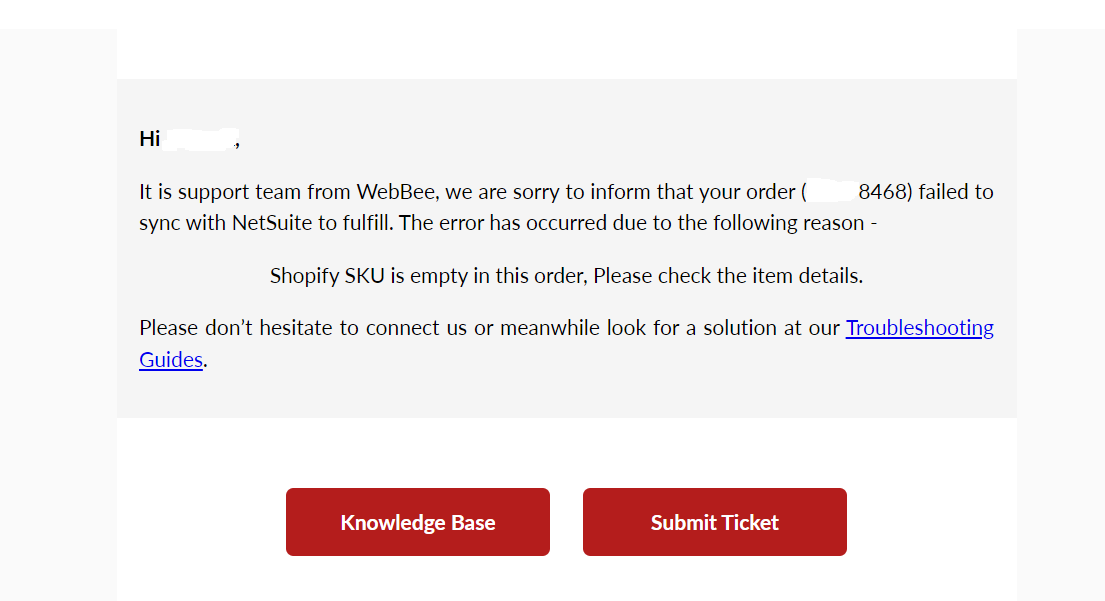 Failed Order Notification 