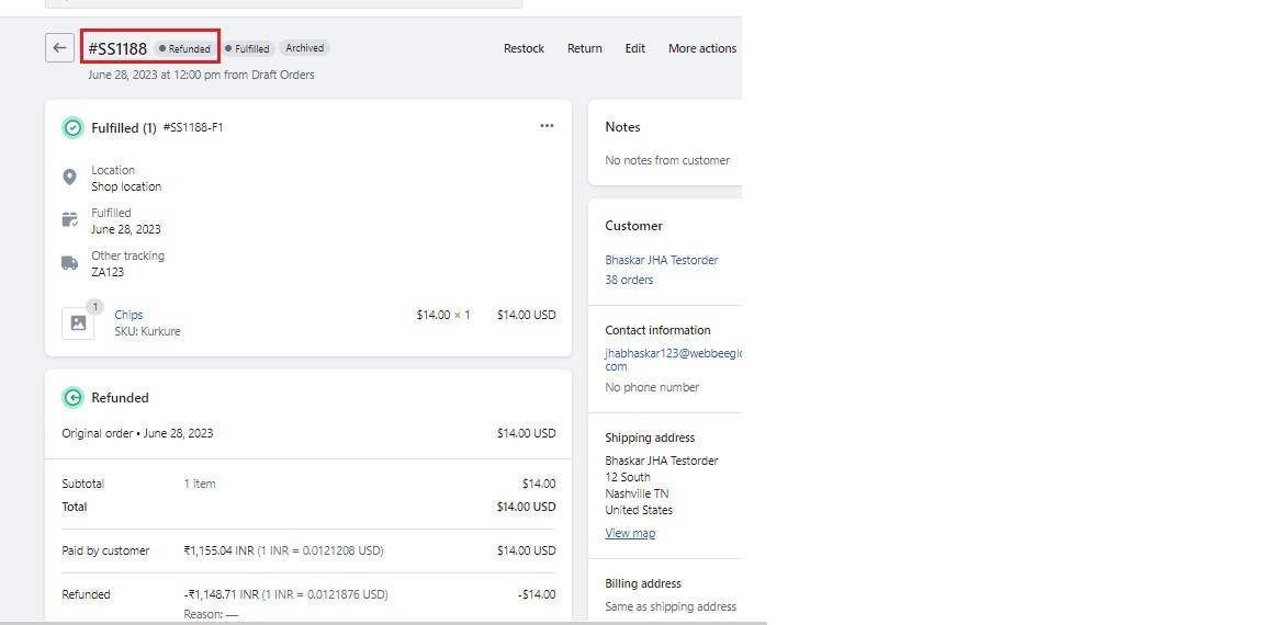 Shopify Order Status 