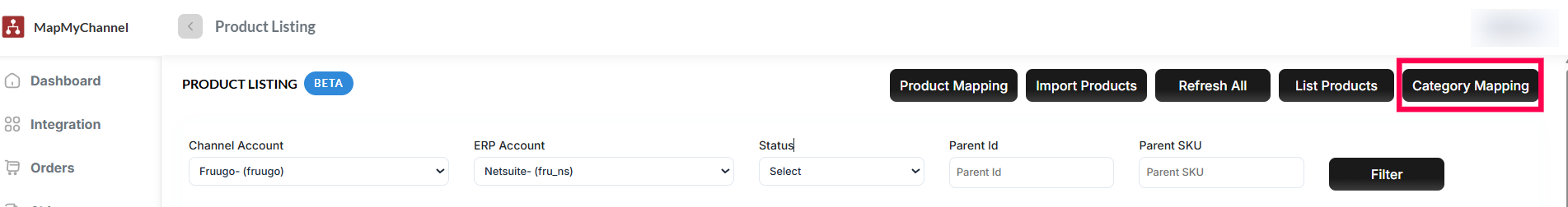 MapMyChannel Category Mapping button