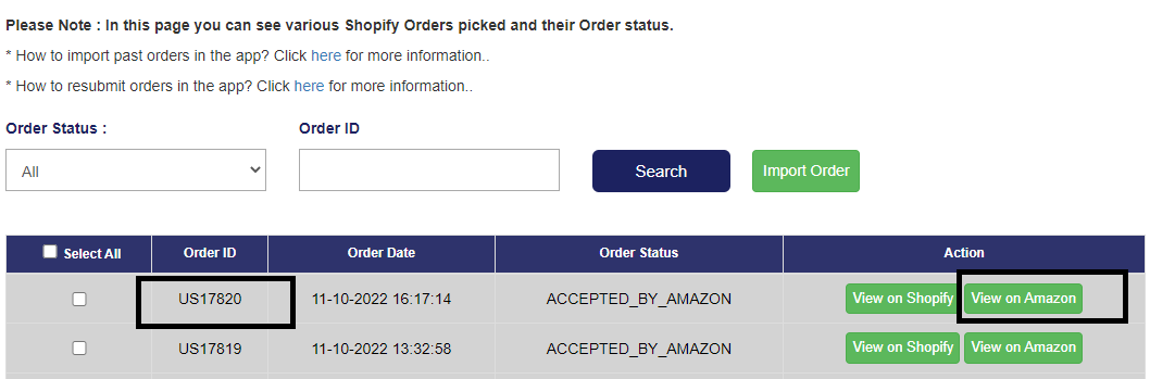 View order on Amazon