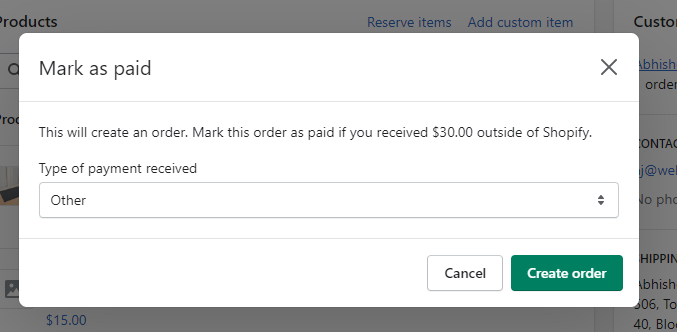 Mark as paid order 