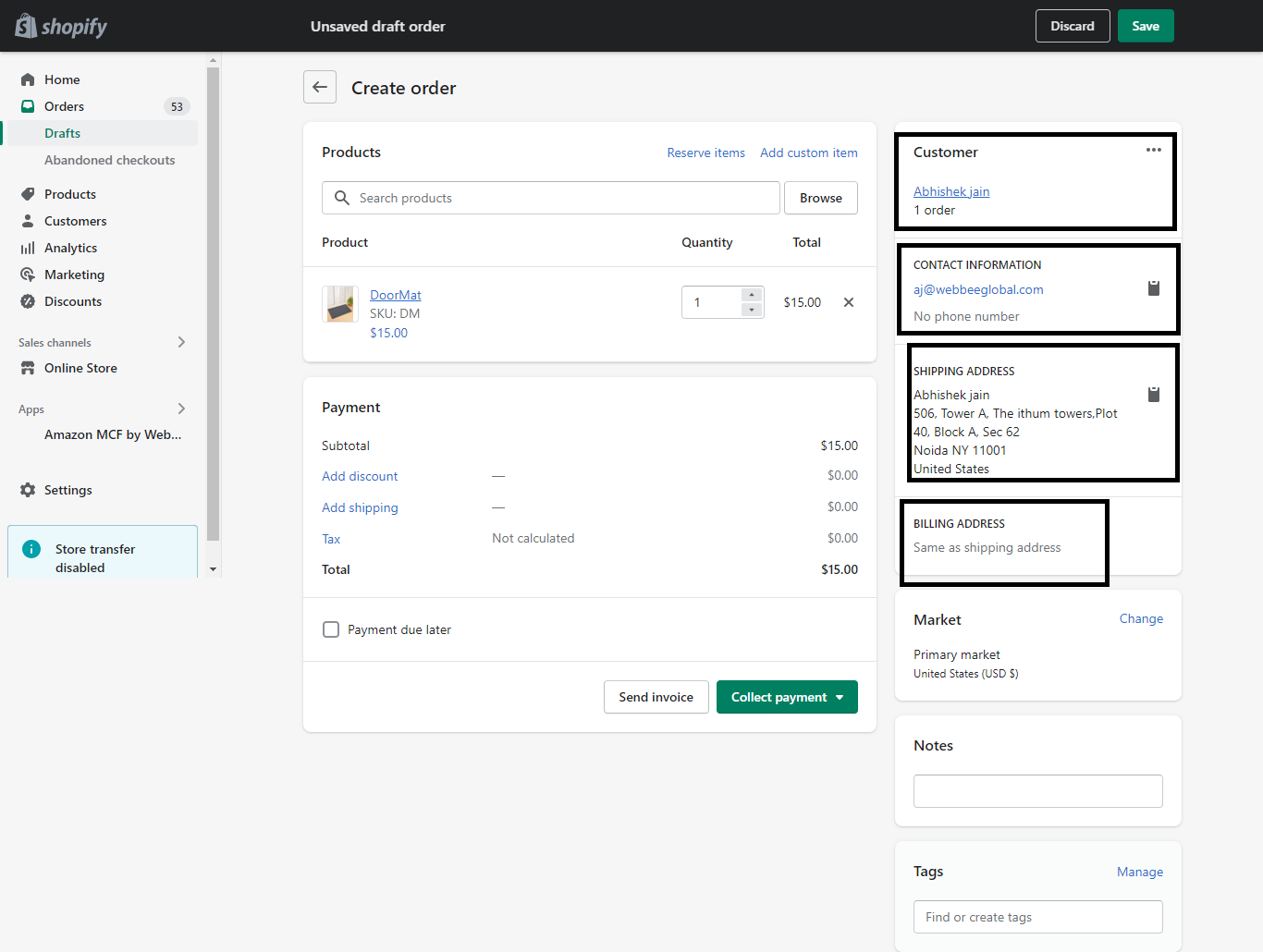 create order dashboard