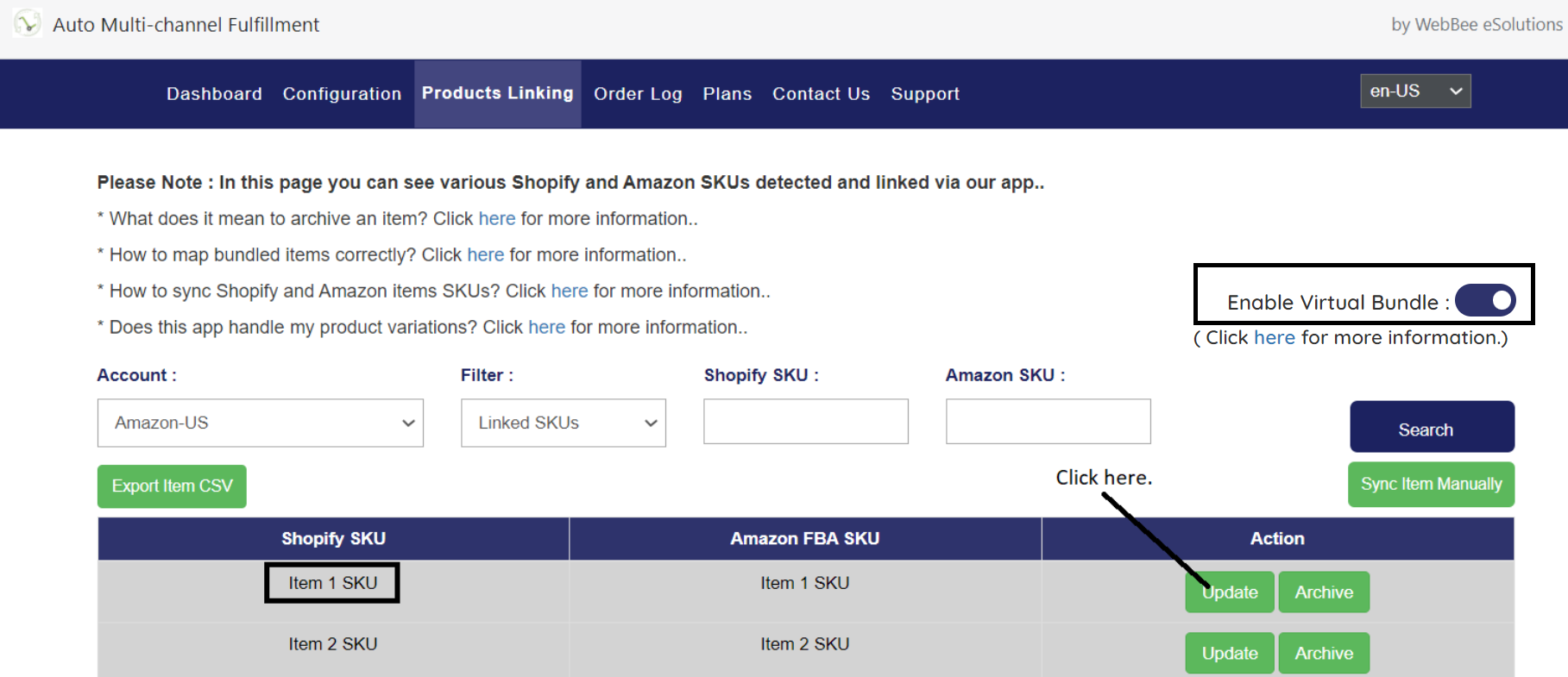 Amazon MCF Product Listing Dashboard