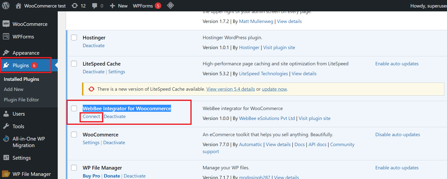 Connect plugin WooCommerce 