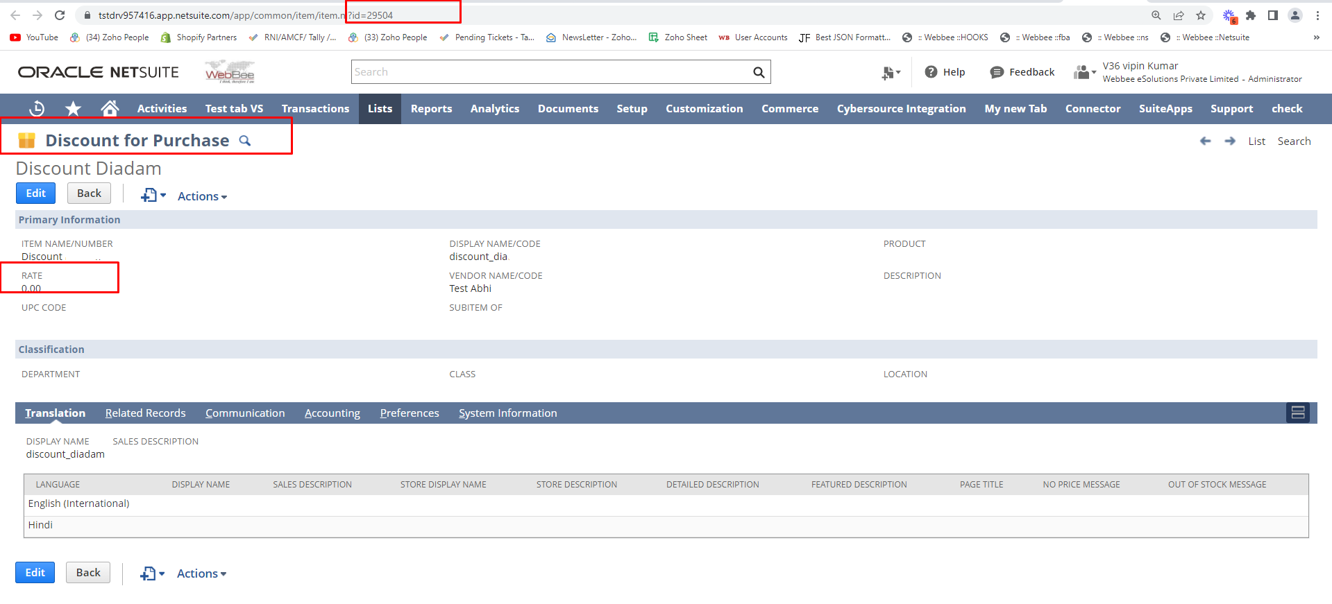 Pass through Discount item 