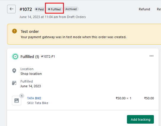 Captured the payment 