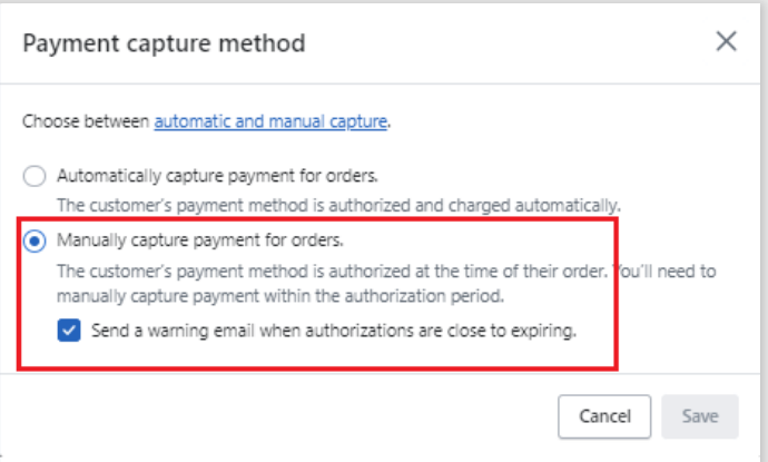 Manual capture payments