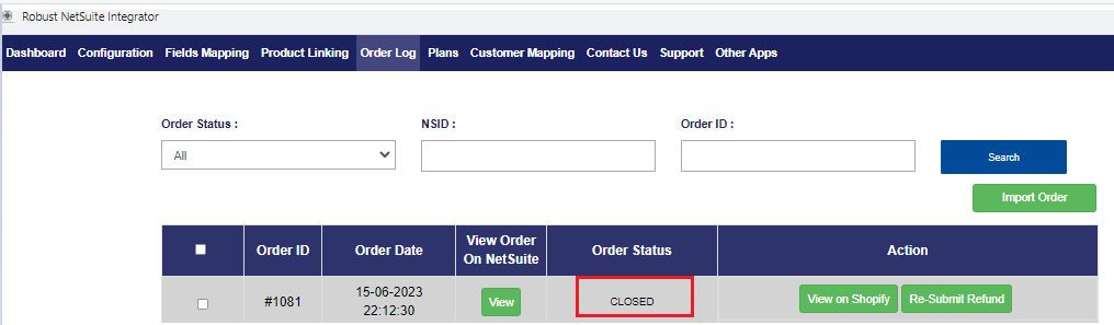 Order Closed 